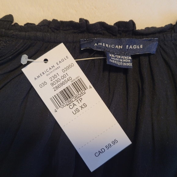 AMERICAN EAGLE Black Long Sleeve Top with Embroidery - Picture 8 of 9